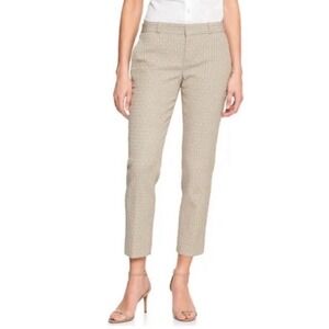 Banana Republic Hampton Pant 14 Beige Geometric Jacquard Textured Ankle Cassic
